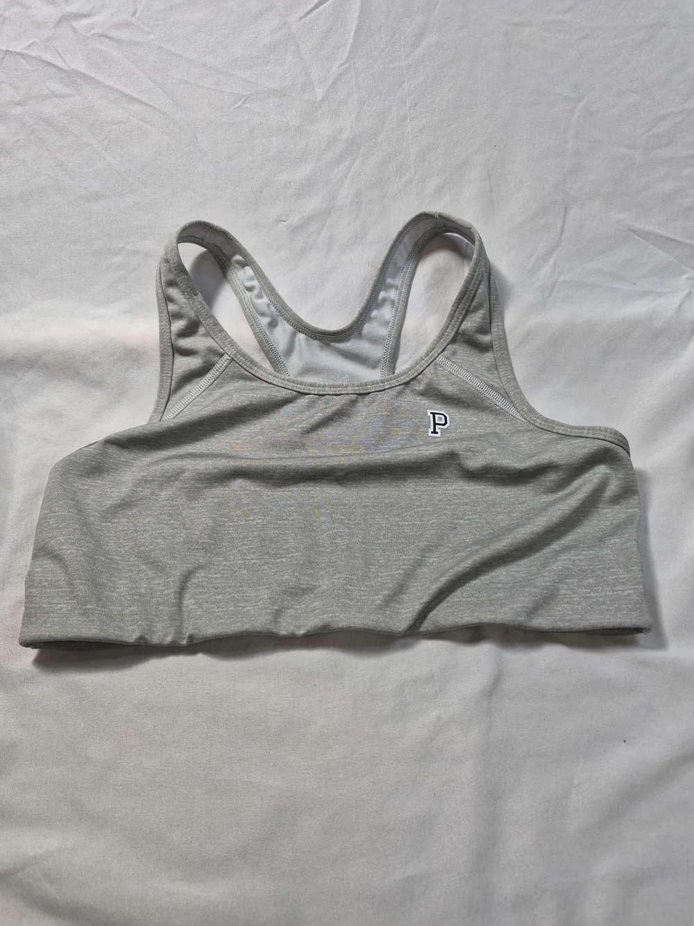 PINK Victoria's Secret Grey Racerback Sports Bra with 'P' Logo